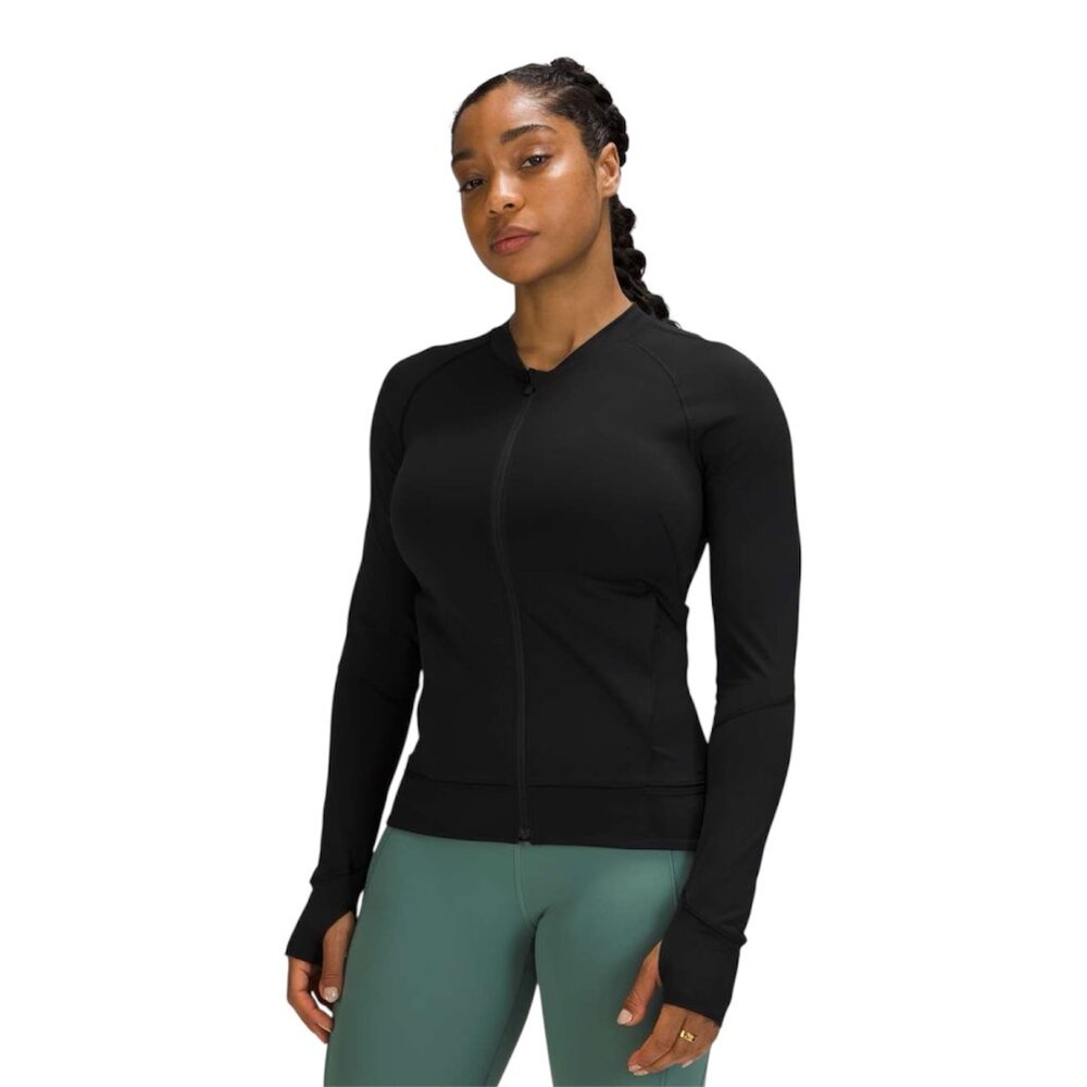 Lululemon Black Nulux UVP Run Jacket Size 10 Athleisure Sun Protection Gym